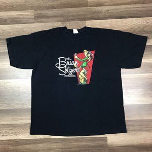 Y2K Brian Setzer Orchestra Concert Tee 2009 Christmas Rocks Tour T-Shirt Mens XL
